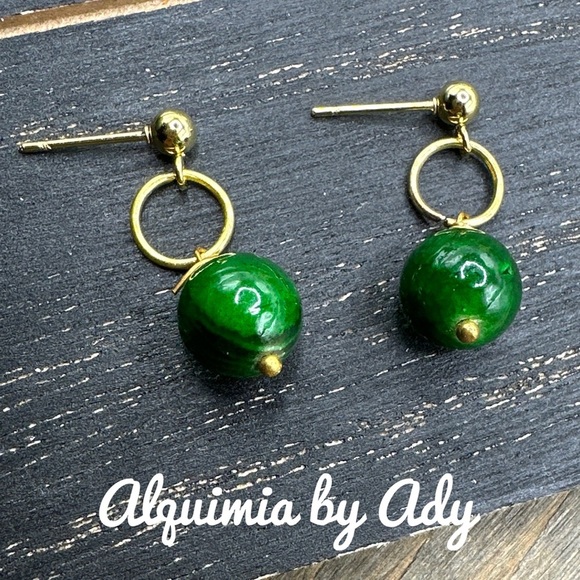 Alquimia Green Gold jade Earrings - Picture 1 of 1
